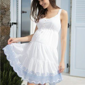 Seraphine White Cotton Maternity Sundress US 8 EUC